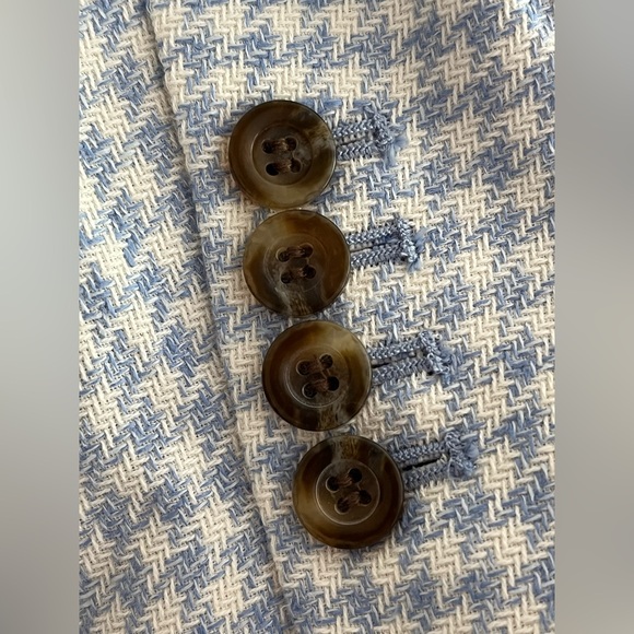 Ann Taylor The Petite Greenwich Blazer in Houndstooth Light Blue & White Size 10 - Picture 4 of 16